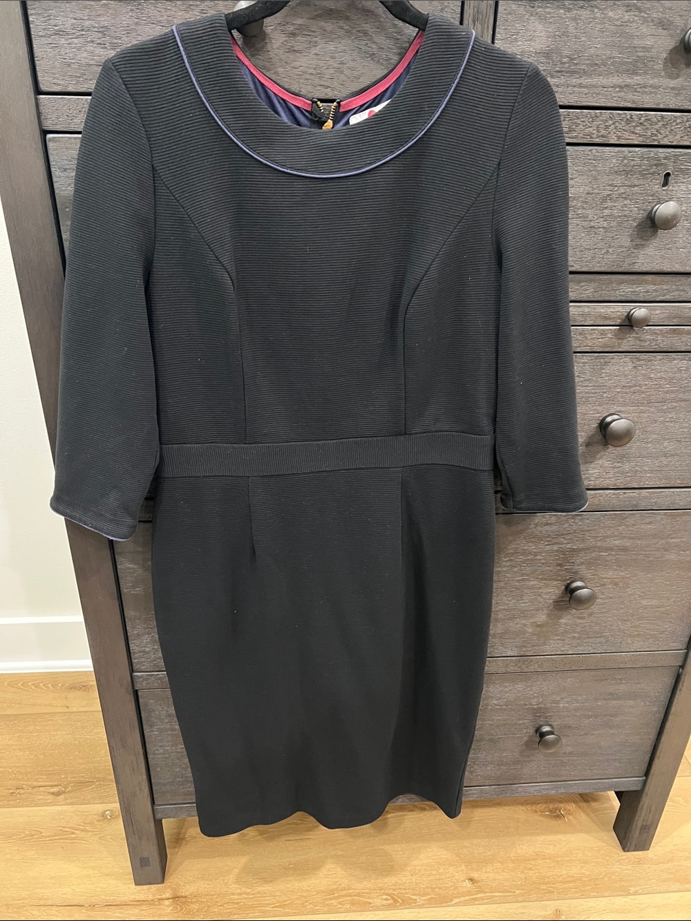 Classic Boden Black Sheath Dress with Contrast Trim
